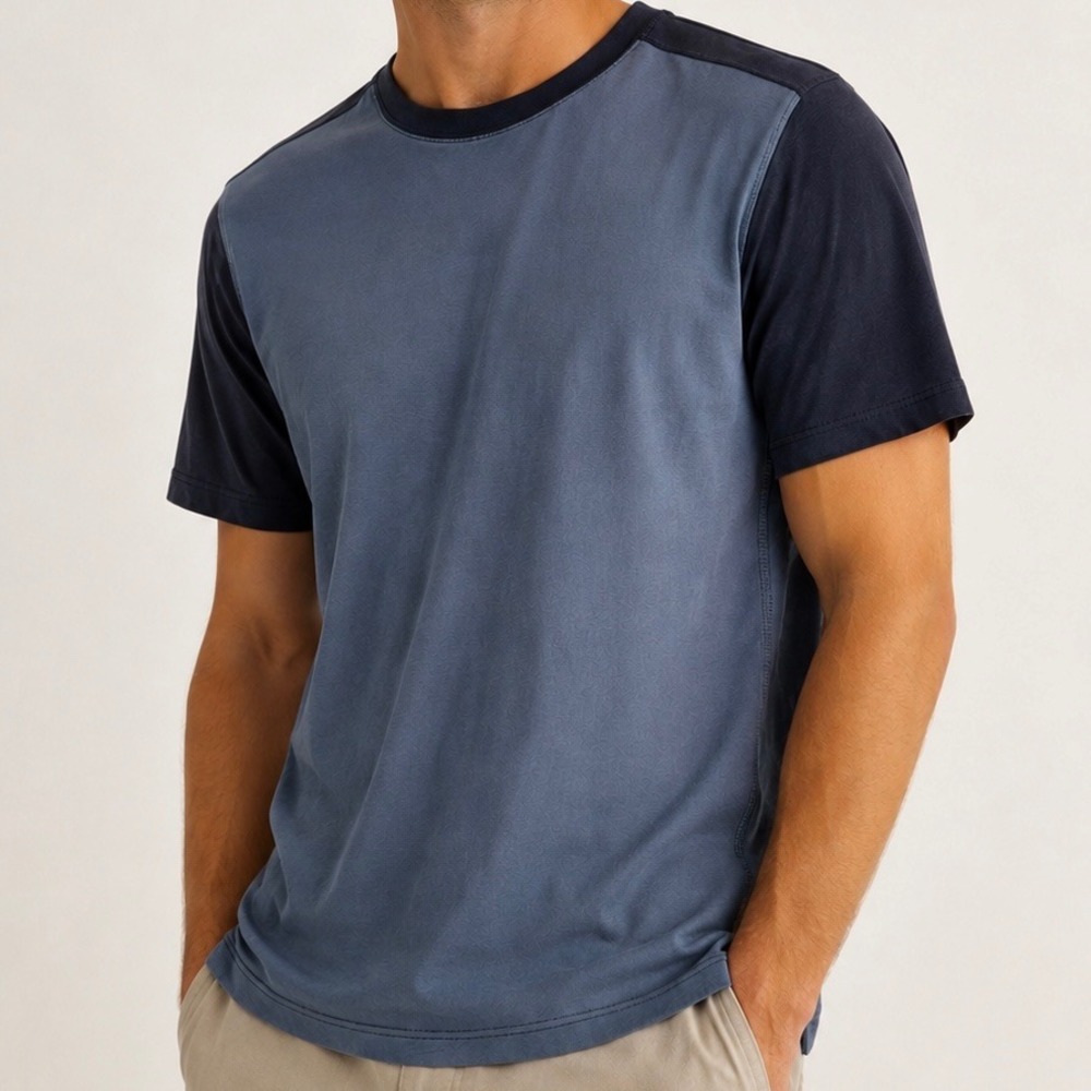RedHead 100% Cotton Two Tone Blue Performance Crew Neck Tee Shirt Size Small